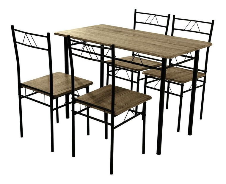 Set mobilier sufragerie Pacientes (stejar deschis + negru) (pentru 4 persoane)