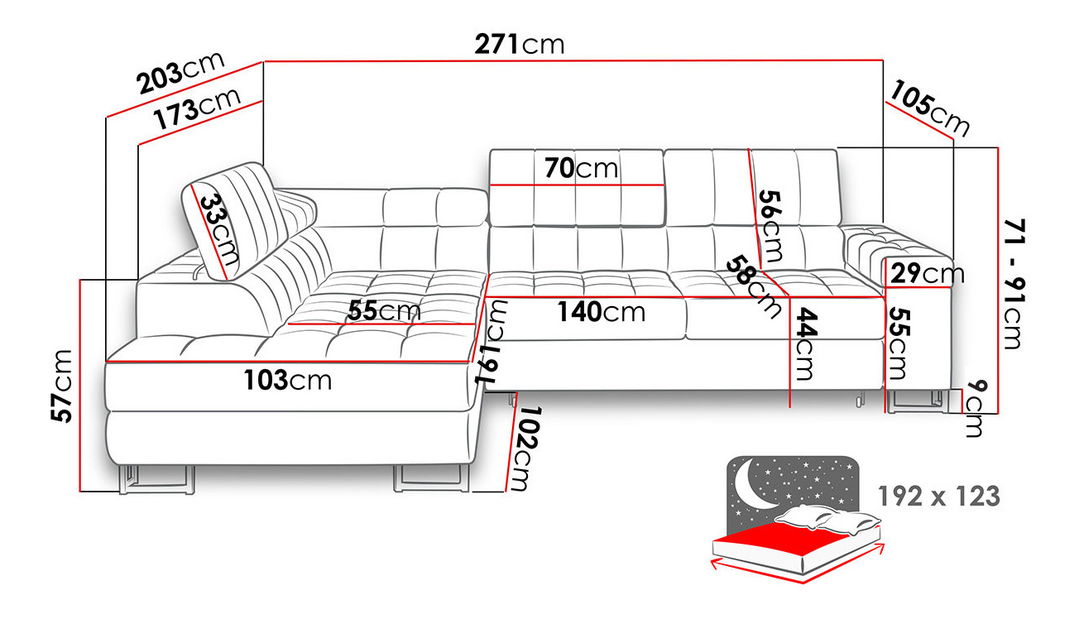 Sarokkanapé garnitúra Zanara (szürke bézs)