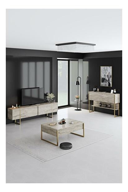 Mobilier living Luna set (Travertin + auriu) 