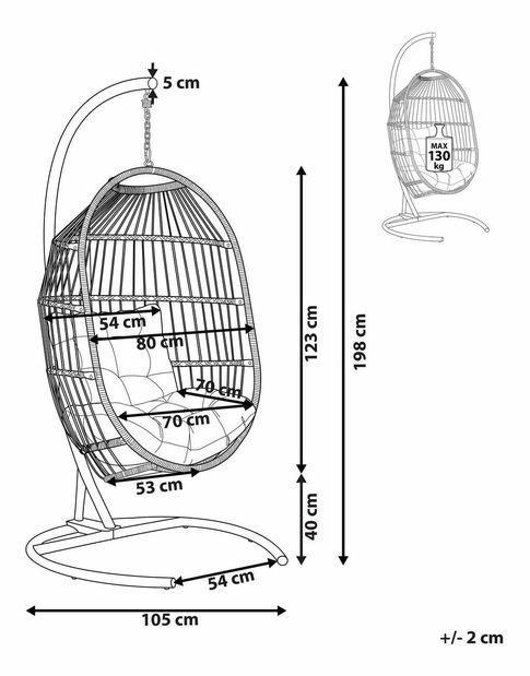 Závesné kreslo Samual (svetlosivá)