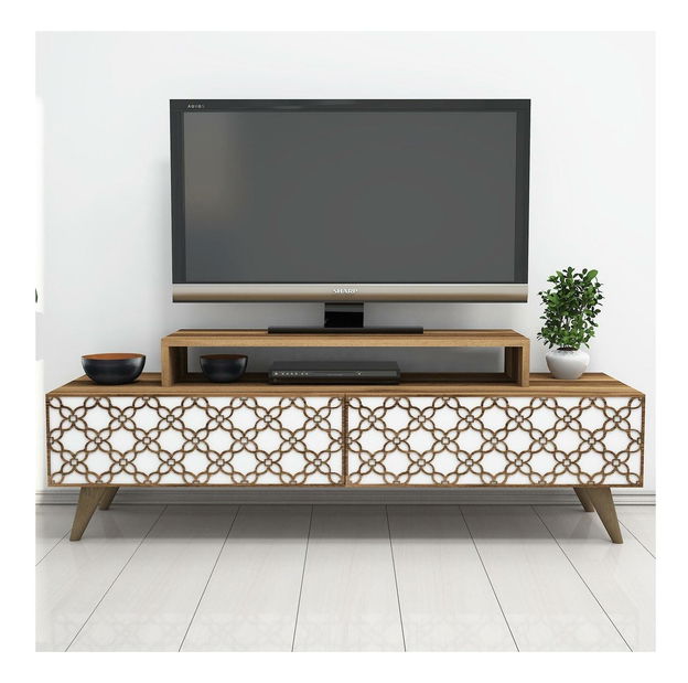 TV stolík/skrinka Clementine (orech + biela)