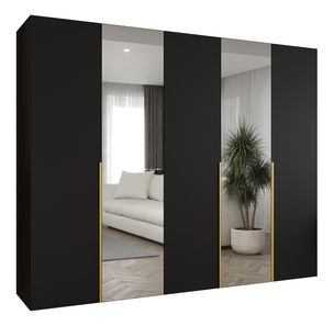 Ruhásszekrény 250 cm Alice 2 (fekete + arany)