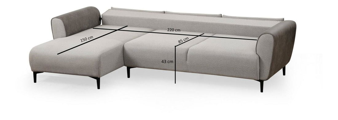 Rohová sedačka Aronaso (L) (sivá)