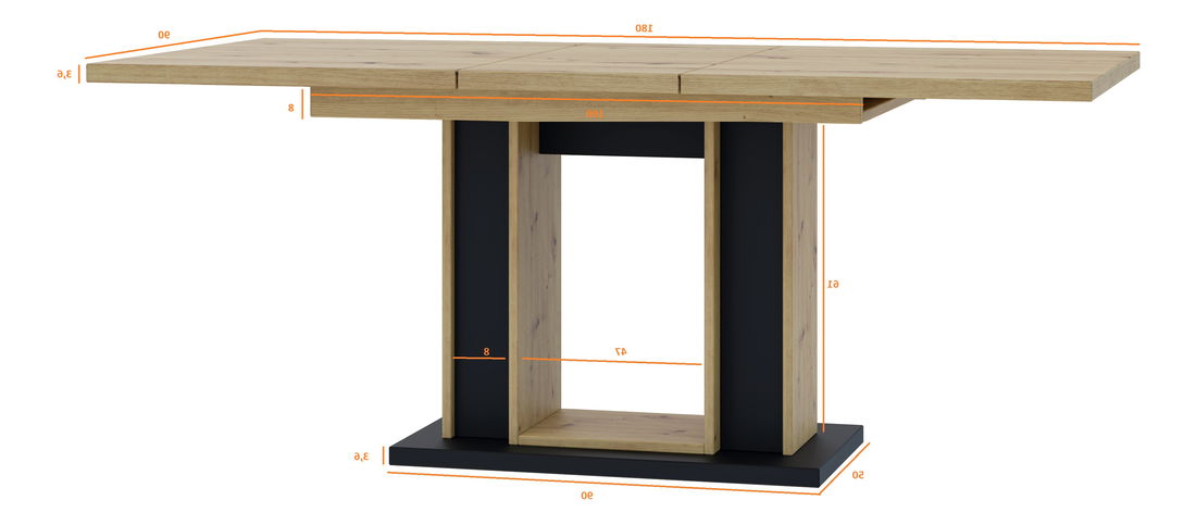 Blagovaonski stol Farug (artisan + crna) (za 6 do 8 osoba)