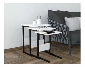 Set 3ks. konferenčných stolíkov Bameni (čierna + biela)