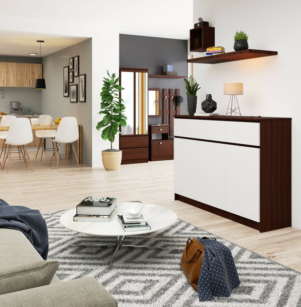 Comodă cu sertare Kuwait 3D 3D (wenge + alb)
