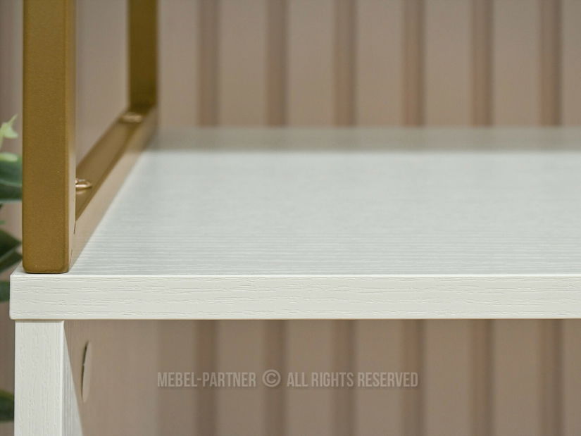 Regál Harp B (biele drevo + zlatá)