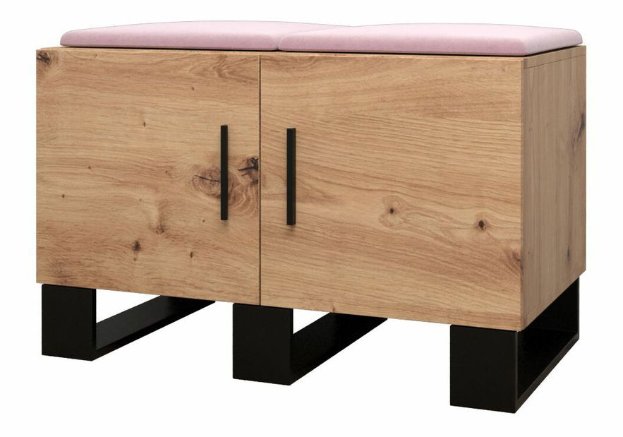 Set mobilier pentru hol Amanda 3 (Stejar artisan + roz)