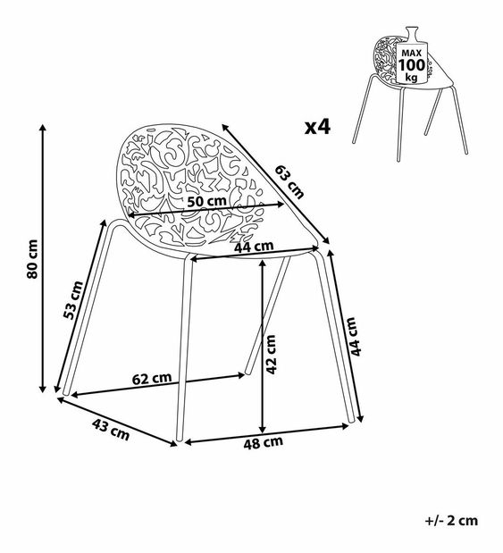 Set 4ks. jedálenských stoličiek Mumbwa (svetlosivá)