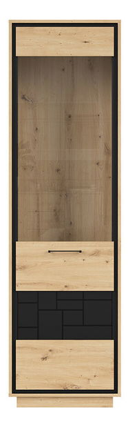 Vitrína BRW Pont REG1W (dub artisan + čierna matná)