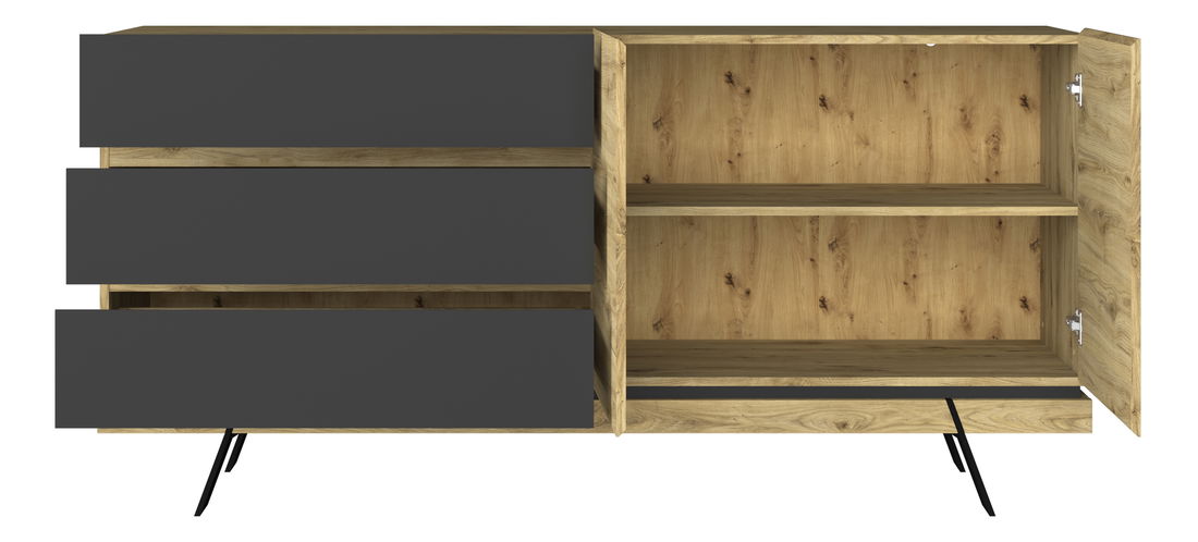 Comodă Stacee (Stejar navarra + negru)