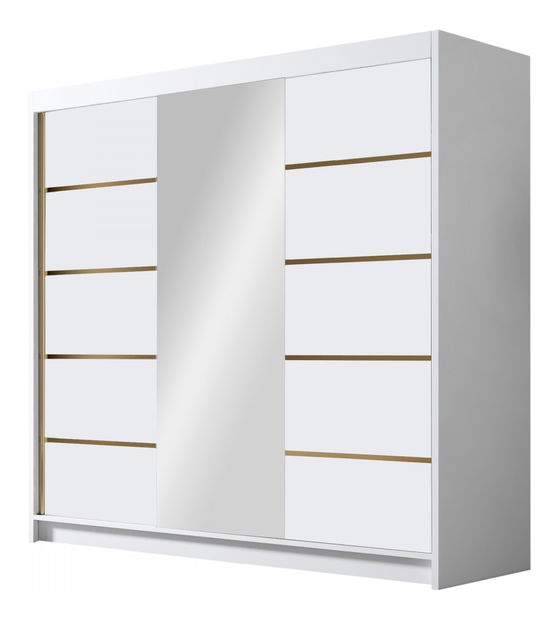 Dulap de haine cu uși culisante Fozzurt VI 200 (Alb + auriu) (cu oglindă)