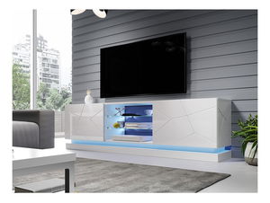 Masă TV Aura 2 (alb + alb lucios)