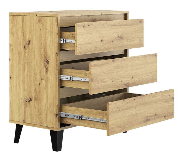 Komoda Brisas 2 (hrast artisan + crna) 