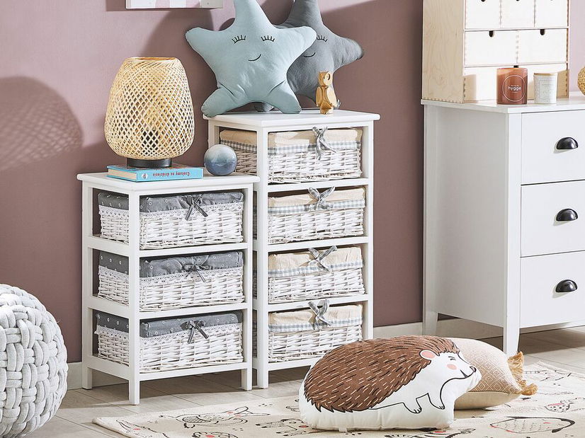 Comodă ZORIOLA (alb + gri) (trei coșuri)