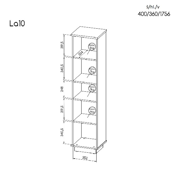 Regal tip LA10 Laticia (crna mat + hrast Wotan)