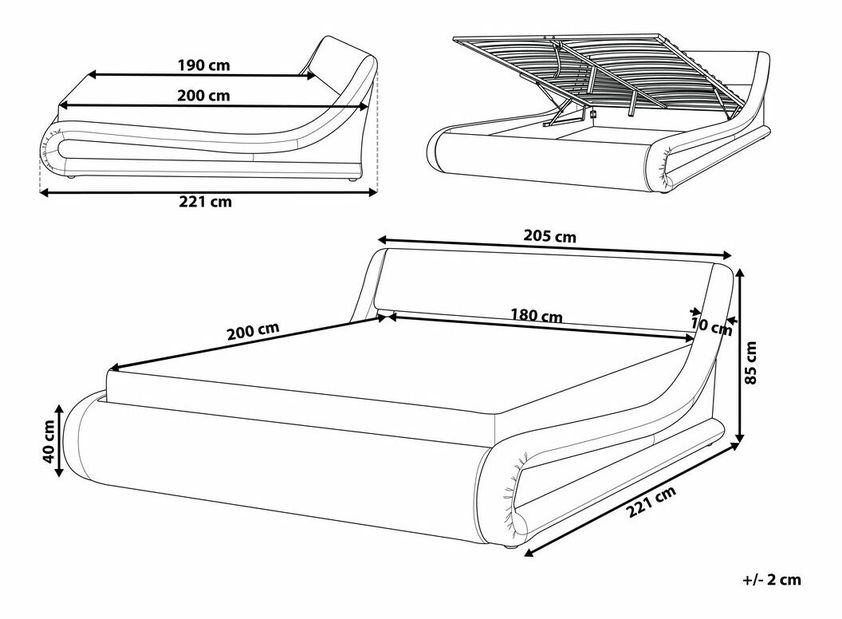 Manželská posteľ 180 cm Anais (strieborná) (s roštom) (s úl. priestorom)