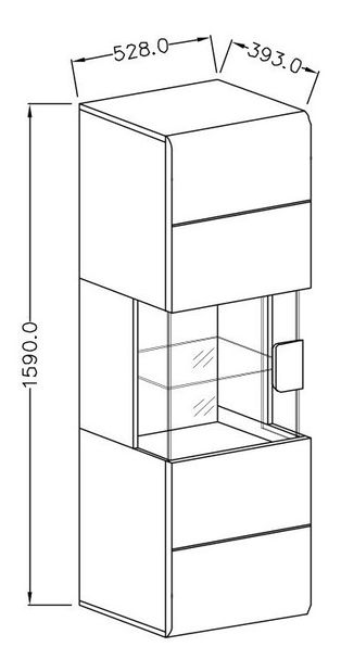 Vitrină suspendată înaltă Tamie Typ 07 (gri închis + stejar) (S)