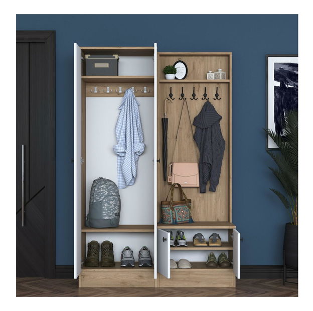 Set za predsoblje Bivake 2 (bijela + orah)