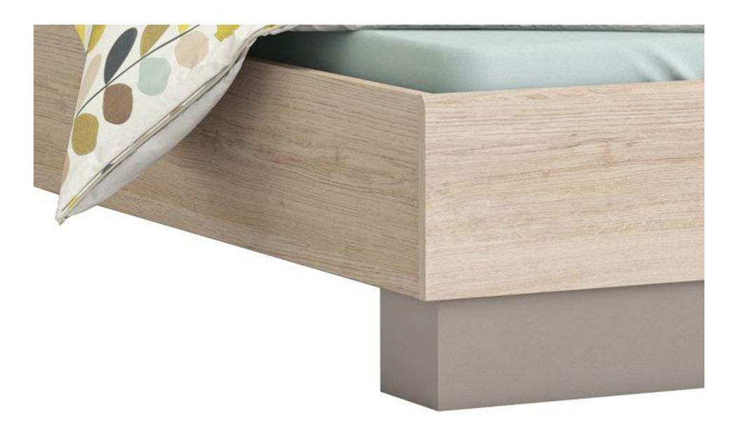 Pat matrimonial 160 cm Bihop (stejar arizona + gri)