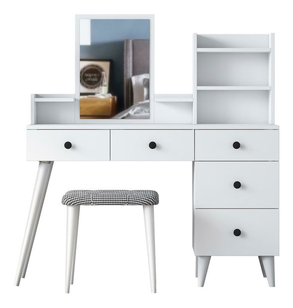 Fésülködőasztal zsámollyal Blake 101 (fehér)