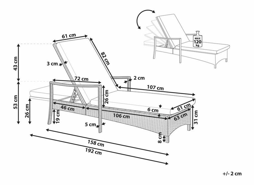Kerti nyugágy Varo (fehér)