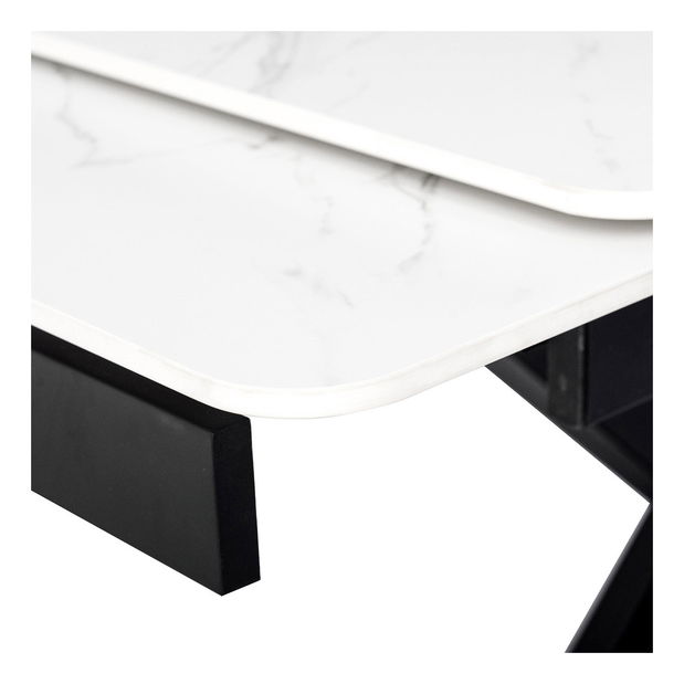 Masă sufragerie Hefin-450m-BK (negru + alb) (pentru 4 până la 6 persoane)