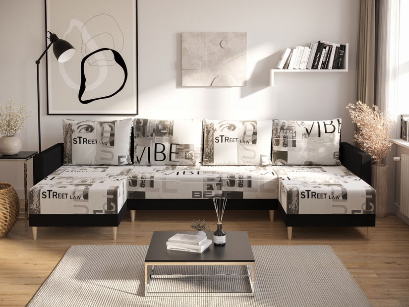 Kutna garnituraU Glimmer U (crna + krem)