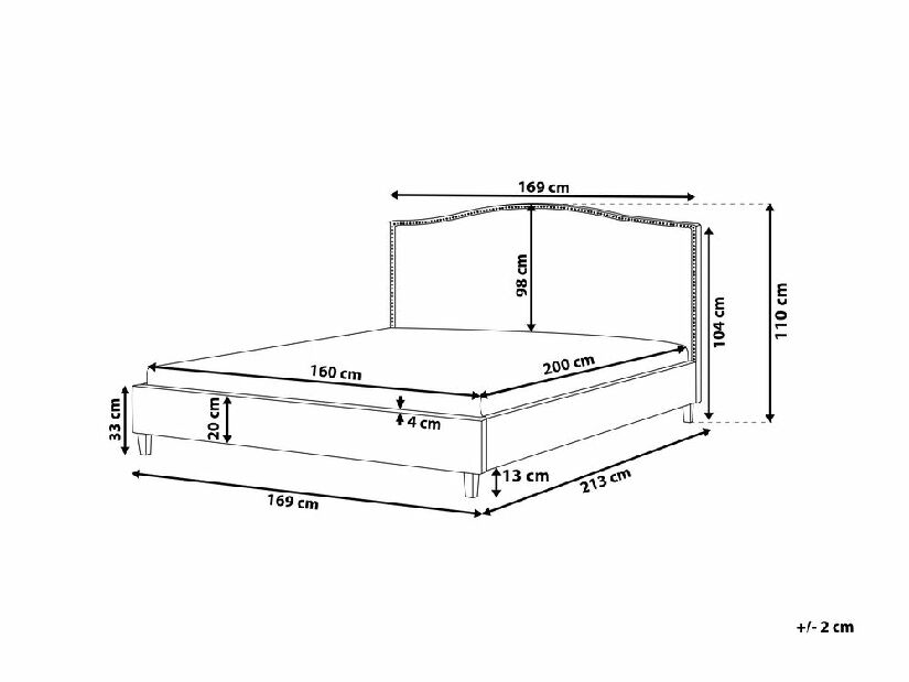 Bračni krevet 160 cm MONTHY (s podnicom) (bež)