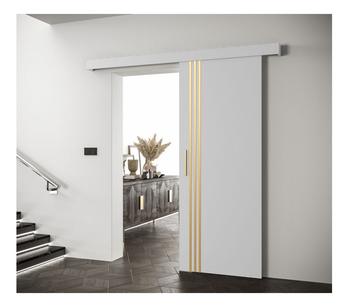Uși culisante 90 cm Sharlene VI (alb mat + alb mat + auriu)