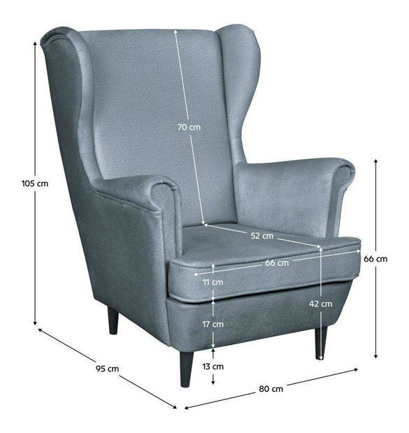 Fotoliu cu urechi Lotonas (gri albastru + wenge + negru) 