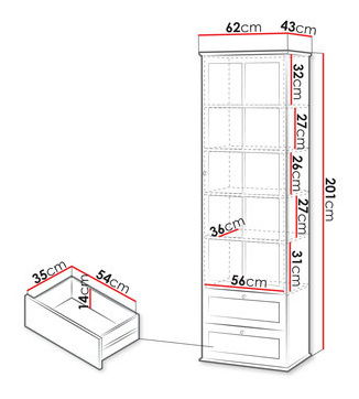 Vitrină Fritz 2SZ1D (alb + stejar lefkas) *vânzare stoc