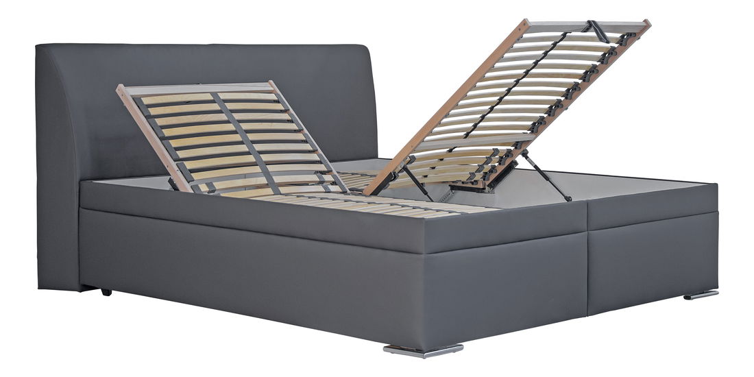 Manželská posteľ 180 cm Blanár Hellen (tmavosivá) (s roštami a matracmi Ivana Plus) *bazár
