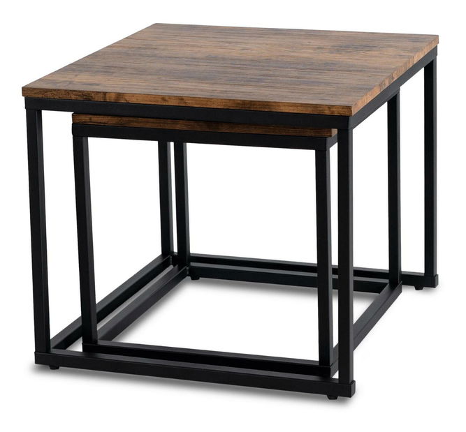 Set stolića za kavu (2 kom.) Ocupa (hrast rustikal + crna) 