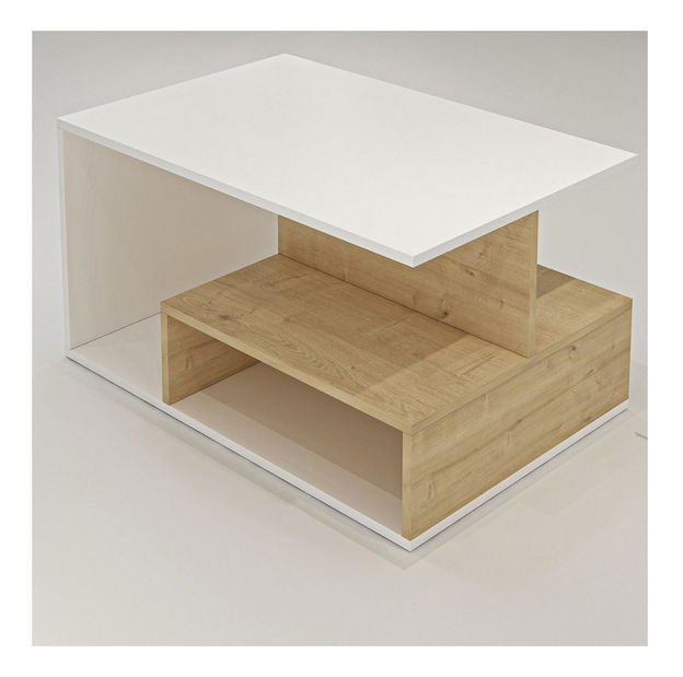 Dohányzóasztal Veriana (fehér + tölgy)