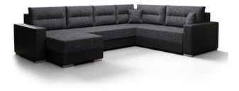 Rohová sedačka v tvare U Glide 3 (tmavosivá Kornet 10 + čierna) (P)