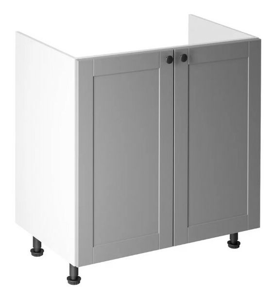 Dulap inferior de bucătărie pentru chiuvetă D80Z Lanaya (Alb + Gri mat)