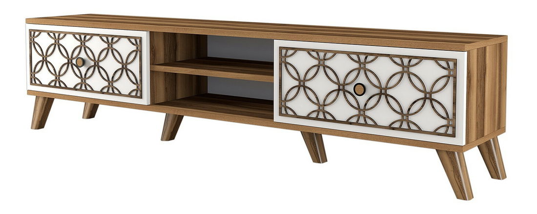 TV asztal/szekrény Clara (dió + fehér)