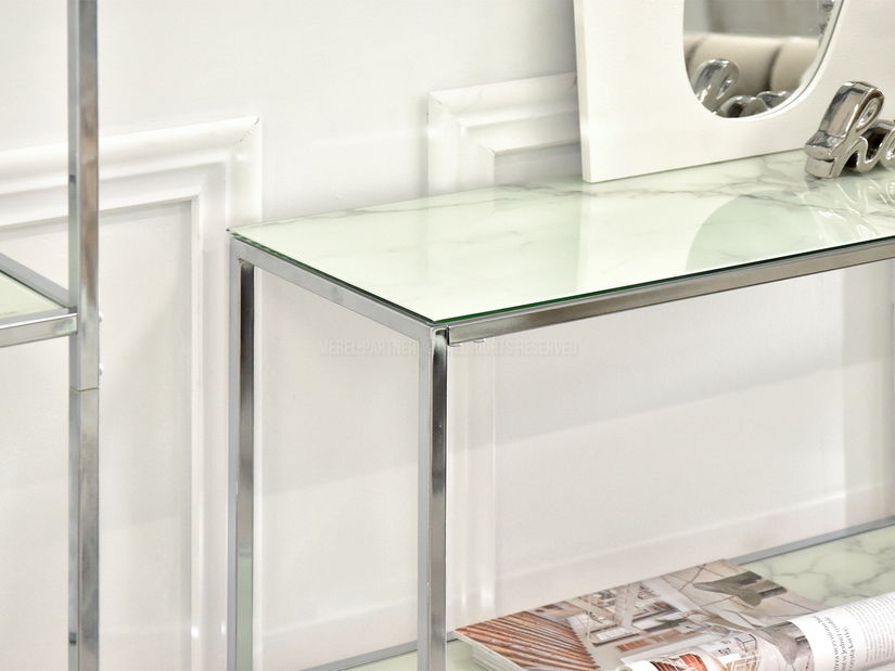 Konzolový stolík Bella Kons Bis (biely mramor + chrómová)