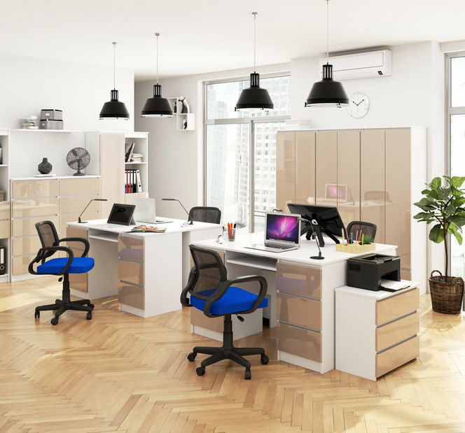 PC stolík Behati (biela + cappuccino lesk)