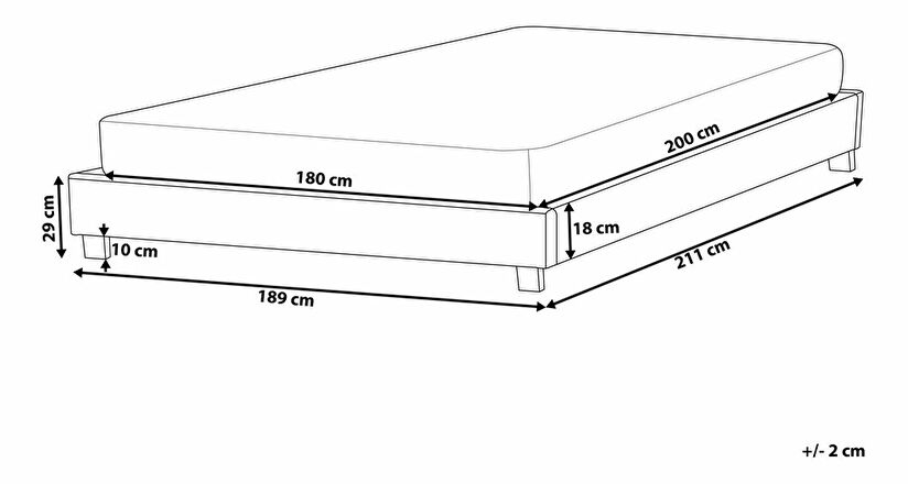 Manželská posteľ 180 cm ROXENNE (s roštom) (sivá)