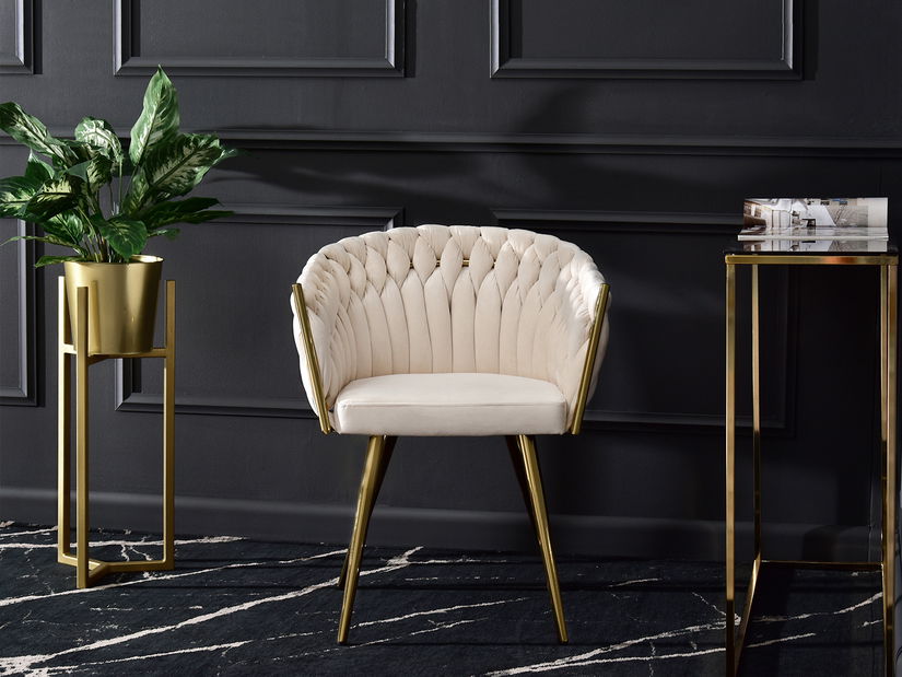 Jedálenská stolička Radio (béžová + zlatá)