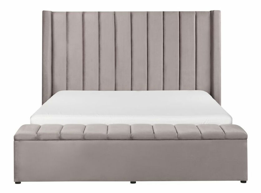 Pat matrimonial 160 cm NAIROBI (textil) (gri) (cu somieră)