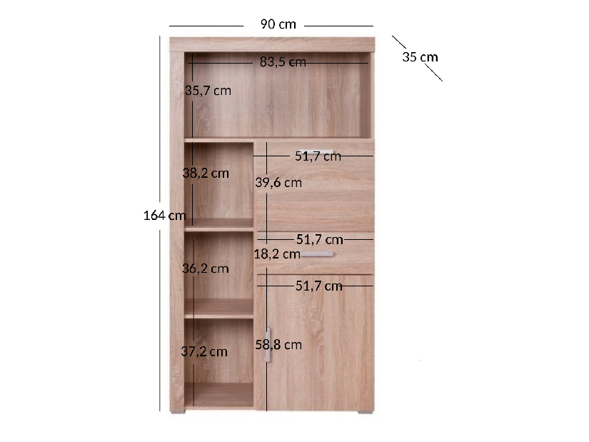 Raft Dalila 1D1S1B (Stejar sonoma)