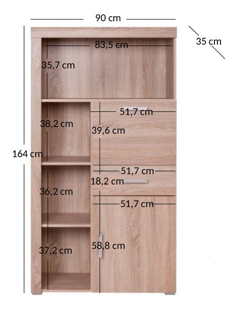 Raft Dalila 1D1S1B (Stejar sonoma)