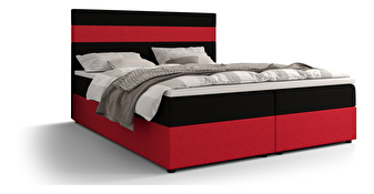 Manželská posteľ  Boxspring 140 cm Locos Comfort (tmavohnedá + červená) (s matracom a úložným priestorom)