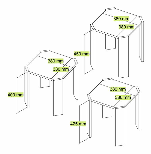 Set 3ks. konferenčných stolíkov Asra (travertín)