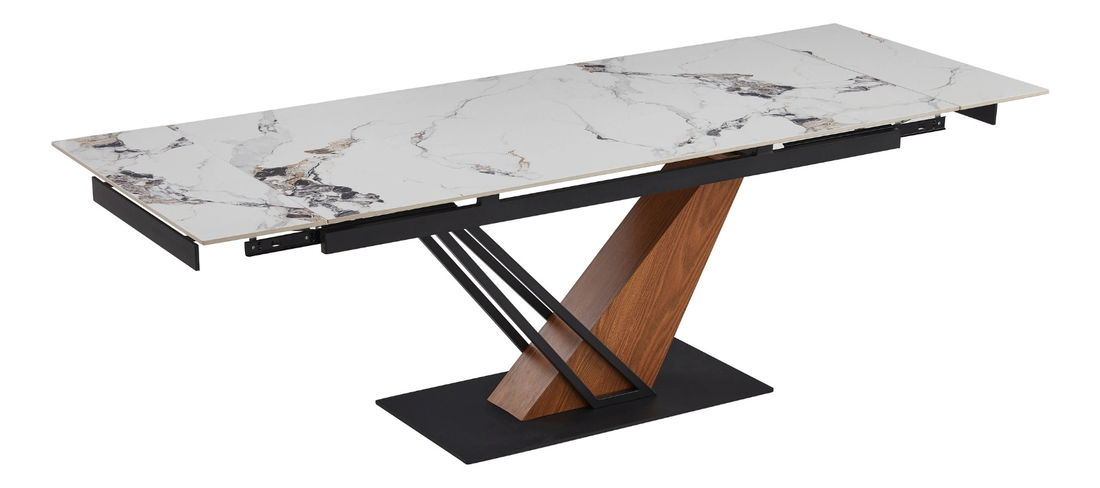 Rozkladací jedálenský stôl Rixy (biela + dub) (pre 6-8 osôb)