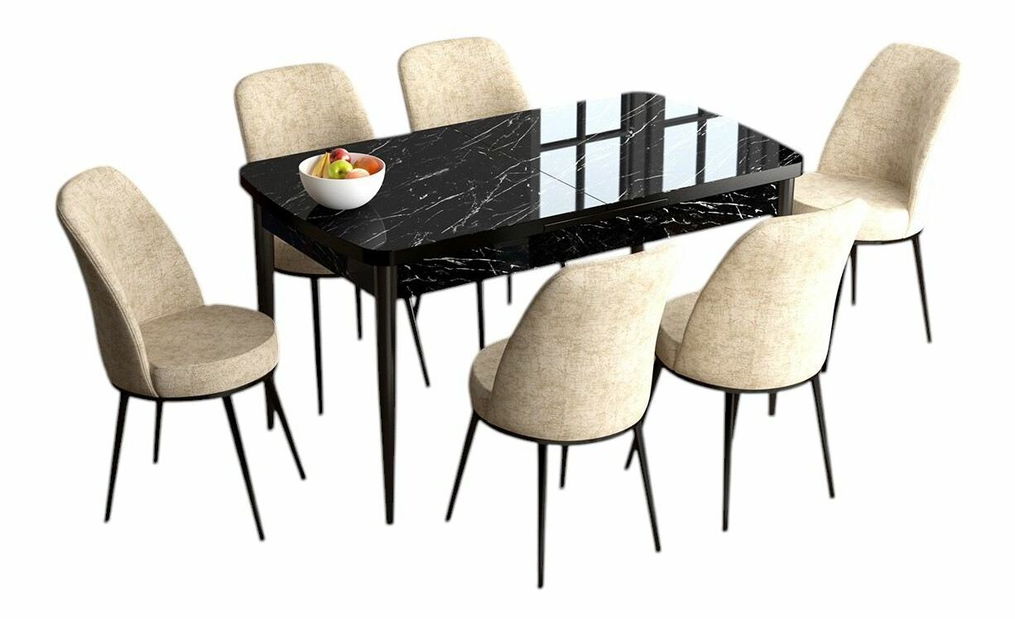 Jedálenský set Hana (orech barokový + ružová) (pre 6 osôb)