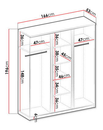 Šatníková skriňa S3D Nicenna NC10 Nemana (Dub artisan + sivá)